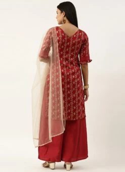 Dupatta From Maroon Art Silk Salwar N Palazzo Suit After Six Wear -Deals Chic Lehenga Store Maroon Art Silk Salwar N Palazzo Suit SLBS02211114 b 1
