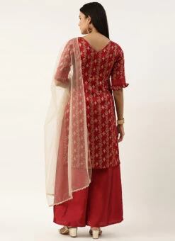 Top From Maroon Art Silk Salwar N Palazzo Suit After Six Wear -Deals Chic Lehenga Store Maroon Art Silk Salwar N Palazzo Suit SLBS02211114 b
