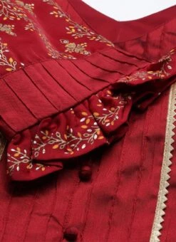 Dupatta From Maroon Art Silk Salwar N Palazzo Suit After Six Wear -Deals Chic Lehenga Store Maroon Art Silk Salwar N Palazzo Suit SLBS02211114 rrc4 1