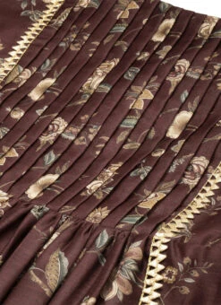 Maroon Chanderi Printed Floral Maxi Dress Festive Wear -Deals Chic Lehenga Store Maroon Chanderi Printed Floral Maxi Dress DRBS02111085 rrc1