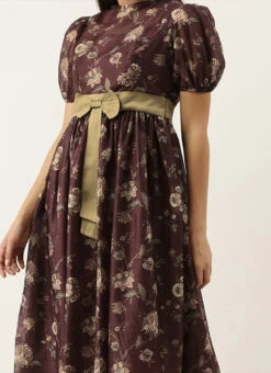 Maroon Chanderi Silk Puff Sleeve Dress Festive Wear After Six Wear