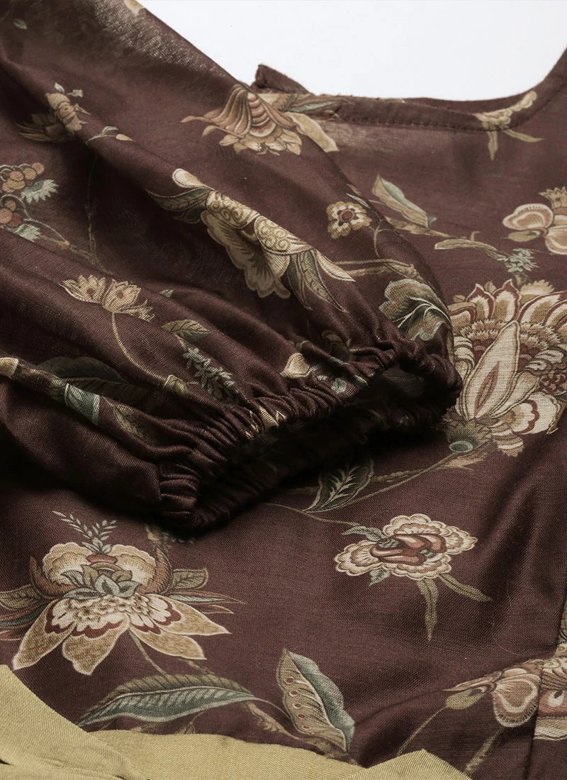 Maroon Chanderi Silk Puff Sleeve Dress Festive Wear After Six Wear 7 Maroon Chanderi Silk Puff Sleeve Dress Festive Wear After Six Wear - Image 7