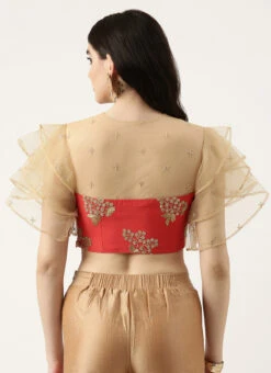 Maroon Embroidered Chinnon Blouse Festive Wear -Deals Chic Lehenga Store Maroon Embroidered Chinnon Blouse BLBS02301951 b