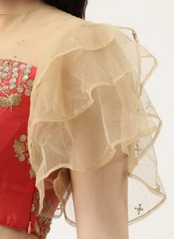 Maroon Embroidered Chinnon Blouse Festive Wear -Deals Chic Lehenga Store Maroon Embroidered Chinnon Blouse BLBS02301951 rrc3