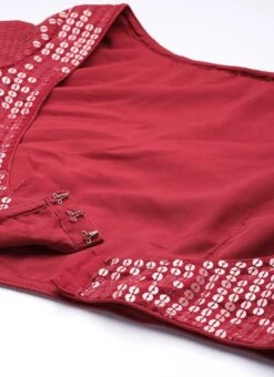 Jacket From Maroon Embroidered Georgette Jacket Style Gown -Deals Chic Lehenga Store Maroon Embroidered Georgette Jacket Style Gown IWBS02304059 rrc1