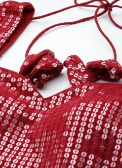 Dupatta From Maroon Embroidered Georgette Palazzo Suit After Six Wear -Deals Chic Lehenga Store Maroon Embroidered Georgette Palazzo Suit SLBS02304047 rrc1