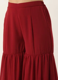 Dupatta From Maroon Embroidered Georgette Palazzo Suit After Six Wear -Deals Chic Lehenga Store Maroon Embroidered Georgette Palazzo Suit SLBS02304047 rrc2