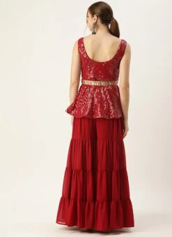 Bottom From Maroon Embroidered Top N Palazzo Set After Six Wear 11 Bottom From Maroon Embroidered Top N Palazzo Set After Six Wear -Deals Chic Lehenga Store Maroon Embroidered Top N Palazzo Set IWBS02303875 b