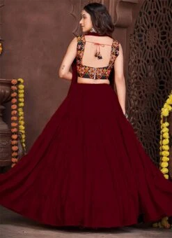 Maroon Faux Crepe Kutch Work Chaniya Choli Festive Wear -Deals Chic Lehenga Store Maroon Faux Georgette Kutch Work Chaniya Choli GHSACW7529 b