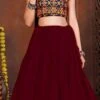 Maroon Faux Crepe Kutch Work Chaniya Choli Festive Wear