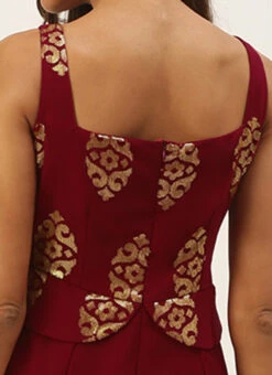Maroon Georgette Sequins Jumpsuit Festive Wear -Deals Chic Lehenga Store Maroon Georgette Sequins Jumpsuit DRBS02208429 rrc2