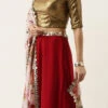 Maroon N Brown Georgette Embroidered Lehenga Set Festive Wear
