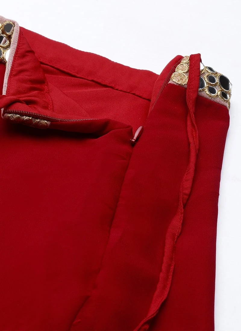 Maroon N Brown Georgette Embroidered Lehenga Set Festive Wear 7 Maroon N Brown Georgette Embroidered Lehenga Set Festive Wear - Image 7