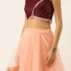 Maroon N Peach Halter Neck Lehenga Party Wear