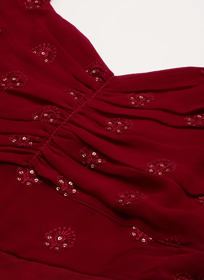 Maroon N Red Embroidered Dress Party Wear 5 Maroon N Red Embroidered Dress Party Wear - Image 5