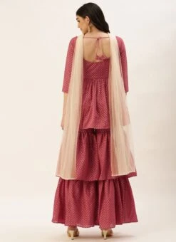 Bottom From Maroon Nylon Jacquard Gharara Set After Six Wear -Deals Chic Lehenga Store Maroon Nylon Jacquard Gharara Set SLBS02209636 b