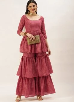 Top From Maroon Nylon Jacquard Gharara Set After Six Wear -Deals Chic Lehenga Store Maroon Nylon Jacquard Gharara Set SLBS02209636 u 2