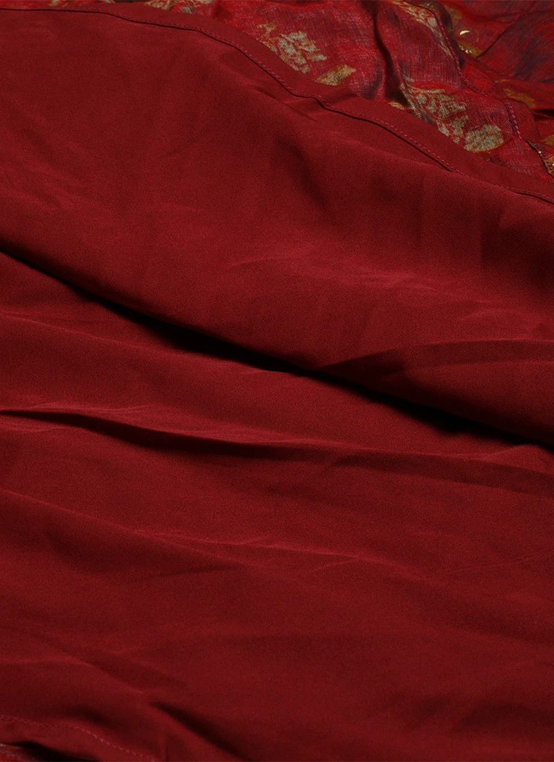 Maroon Printed One Shoulder Dress Party Wear After Six Wear 7 Maroon Printed One Shoulder Dress Party Wear After Six Wear - Image 7