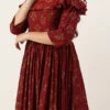 Maroon Rayon Printed Strap Neckline Dress After Six Wear