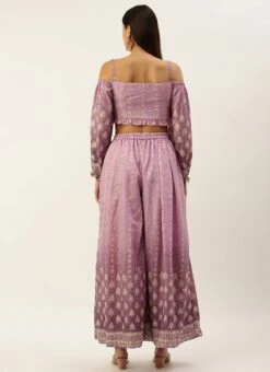 Bottom From Mauve Art Silk Digital Printed Co Ords Set After Six Wear -Deals Chic Lehenga Store Mauve Art Silk Digital Printed Co Ords Set IWBS02301067 b