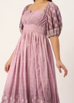 Mauve Art Silk Digital Printed Dress Party Wear
