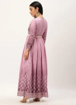 Mauve Digital Printed Maxi Dress Festive Wear 11 Mauve Digital Printed Maxi Dress Festive Wear -Deals Chic Lehenga Store Mauve Digital Printed Maxi Dress DRBS02212588 b