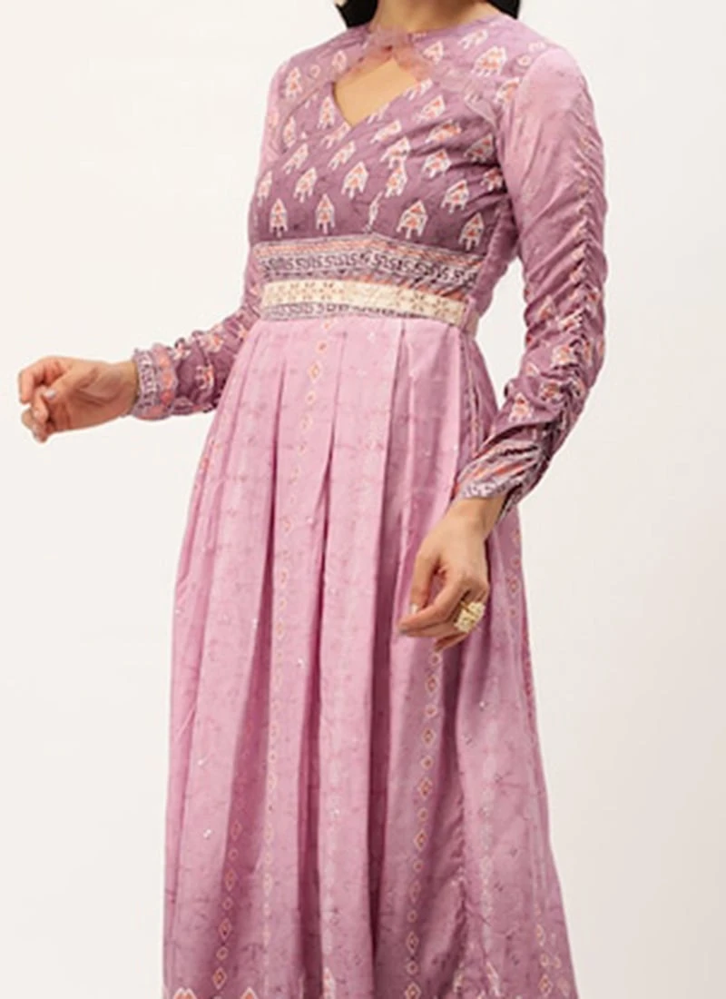 Mauve Digital Printed Maxi Dress Festive Wear 1 Mauve Digital Printed Maxi Dress Festive Wear