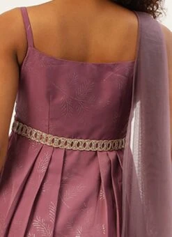 Mauve Foil Printed Satin Draped Gown Party Wear 13 Mauve Foil Printed Satin Draped Gown Party Wear -Deals Chic Lehenga Store Mauve Foil Printed Satin Draped Gown IWBS02209695 rrc2