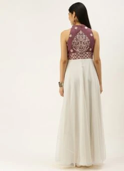 Mauve N White Embroidered Gown Festive Wear 11 Mauve N White Embroidered Gown Festive Wear -Deals Chic Lehenga Store Mauve N White Embroidered Gown IWBS02207337 b