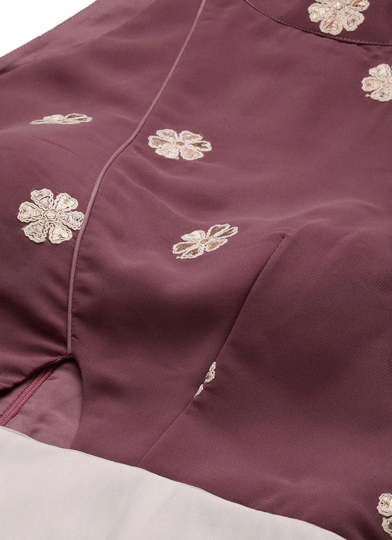 Mauve N White Embroidered Gown Festive Wear 5 Mauve N White Embroidered Gown Festive Wear - Image 5