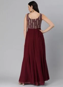 Mauve Net Sequins N Burgundy Godet Dress Festive Wear -Deals Chic Lehenga Store Mauve Net Sequins N Burgundy Godet Dress DRBS02205032 b 1