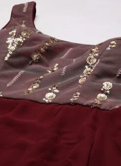 Mauve Net Sequins N Burgundy Godet Dress Festive Wear -Deals Chic Lehenga Store Mauve Net Sequins N Burgundy Godet Dress DRBS02205032 rrc1 1