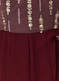 Mauve Net Sequins N Burgundy Godet Dress Festive Wear Wedding Wear -Deals Chic Lehenga Store Mauve Net Sequins N Burgundy Godet Dress DRBS02205032 rrc3