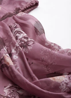 Mauve Organza Digital Printed Cowl Style Dress After Six Wear -Deals Chic Lehenga Store Mauve Organza Digital Printed Cowl Style Dress DRBS02210000 rrc1