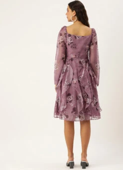 Mauve Organza Digital Printed Dress After Six Wear 11 Mauve Organza Digital Printed Dress After Six Wear -Deals Chic Lehenga Store Mauve Organza Digital Printed Dress DRBS02210906 b