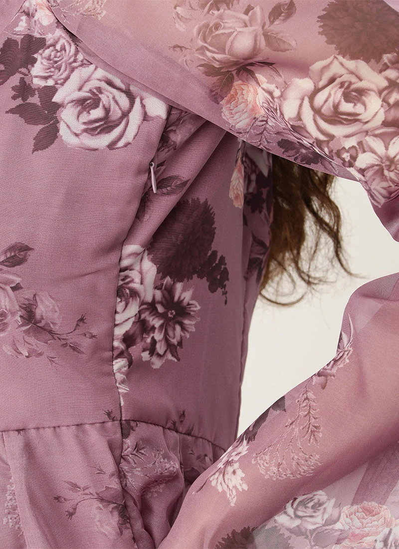 Mauve Organza Digital Printed Dress After Six Wear 6 Mauve Organza Digital Printed Dress After Six Wear - Image 6