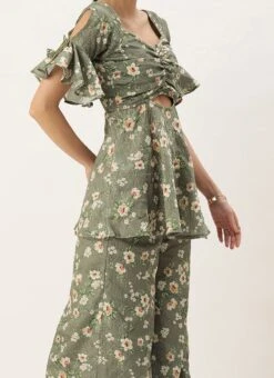 Dupatta From Mehndi Green Georgette Printed Palazzo Suit After Six Wear