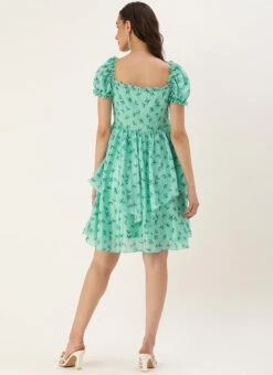 Mint Blue Chinon Digital Printed Dress After Six Wear 11 Mint Blue Chinon Digital Printed Dress After Six Wear -Deals Chic Lehenga Store Mint Blue Chinon Digital Printed Dress DRBS02307630 b