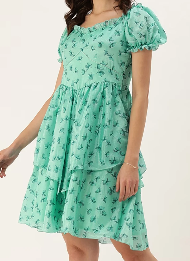 Mint Blue Chinon Digital Printed Dress After Six Wear 1 Mint Blue Chinon Digital Printed Dress After Six Wear