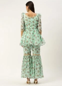 Bottom From Mint Green Digital Printed Embroidered Co Ords Set After Six Wear -Deals Chic Lehenga Store Mint Green Digital Printed Embroidered Co Ords Set IWBS02211226 b