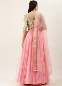 Mint Green Embroidered N Peach Net Lehenga Festive Wear -Deals Chic Lehenga Store Mint Green Embroidered N Peach Net Lehenga GHBS02308954 b