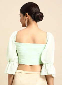 Mint Green Georgette Blouse Festive Wear -Deals Chic Lehenga Store Mint Green Georgette Blouse BLBS02305179 b