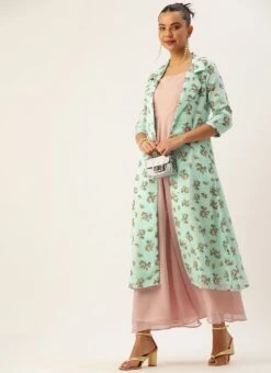 Mint Green Georgette Digital Printed Jumpsuit After Six Wear -Deals Chic Lehenga Store Mint Green Georgette Digital Printed Jumpsuit DRBS02211058 u 1
