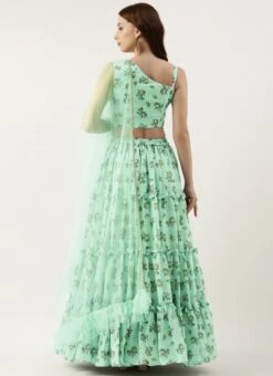 Dupatta From Mint Green Georgette Digital Printed Lehenga After Six Wear -Deals Chic Lehenga Store Mint Green Georgette Digital Printed Lehenga GHBS02301646 b