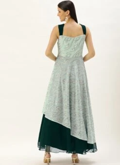 Mint Green Georgette Sequins Embroidered Strap Gown Festive Wear -Deals Chic Lehenga Store Mint Green Georgette Sequins Embroidered Strap Gown IWBS02205934 b