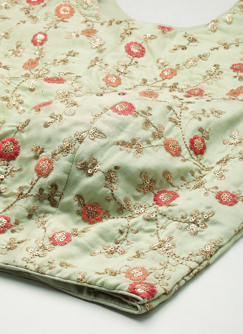 Mint Green N Maroon Embroidered Lehenga Set Party Wear 5 Mint Green N Maroon Embroidered Lehenga Set Party Wear - Image 5