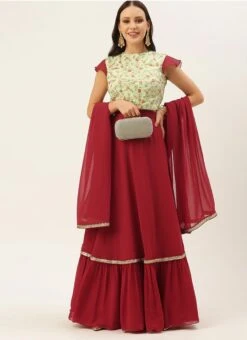 Mint Green N Maroon Embroidered Lehenga Set Party Wear 10 Mint Green N Maroon Embroidered Lehenga Set Party Wear -Deals Chic Lehenga Store Mint Green N Maroon Embroidered Lehenga Set GHBS02105374 u