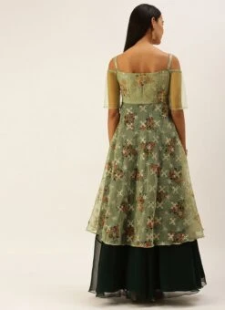 Mint Green Organza N Layered Style Gown Wedding Wear -Deals Chic Lehenga Store Mint Green Organza N Layered Style Gown IWBS02206201 b