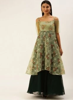 Mint Green Organza N Layered Style Gown Wedding Wear -Deals Chic Lehenga Store Mint Green Organza N Layered Style Gown IWBS02206201 u