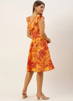 MultiColored Printed Cotton Knee Length Dress After Six Wear -Deals Chic Lehenga Store MultiColored Printed Cotton Knee Length Dress DRBS02105402 b